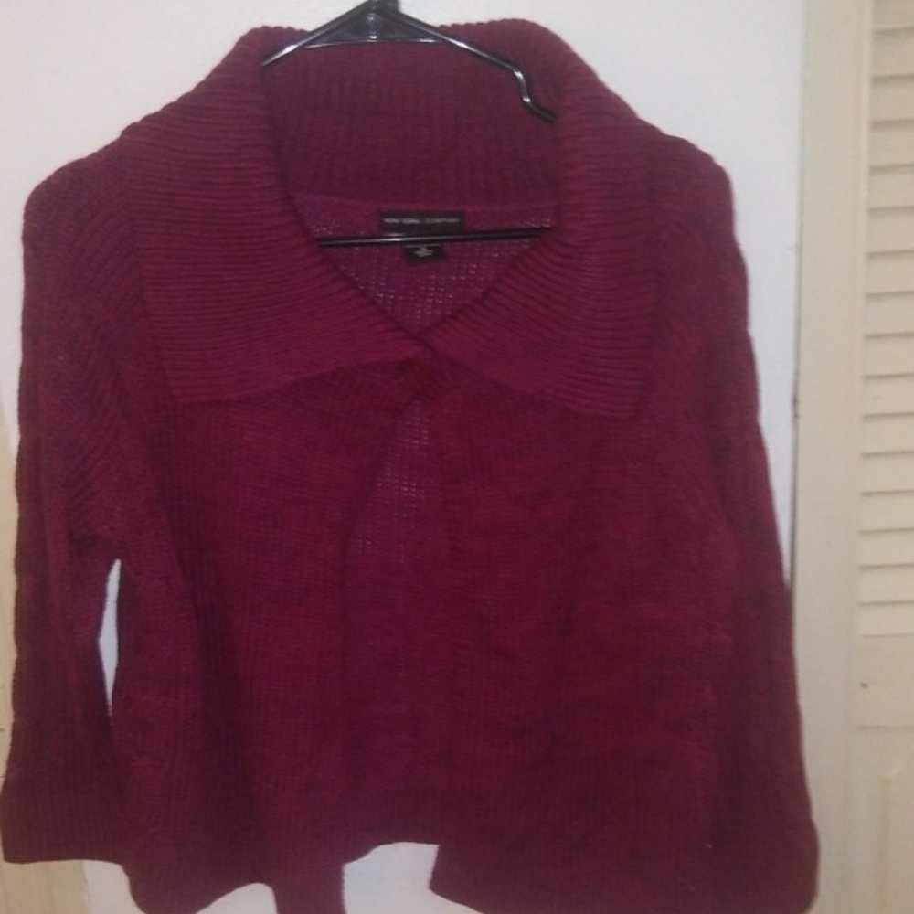 New York & Company Burgundy Cardigan Sz S
